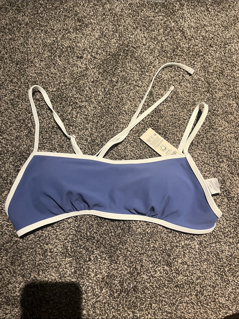 No Boundaries Blue Bralette Bikini Top with White Trim